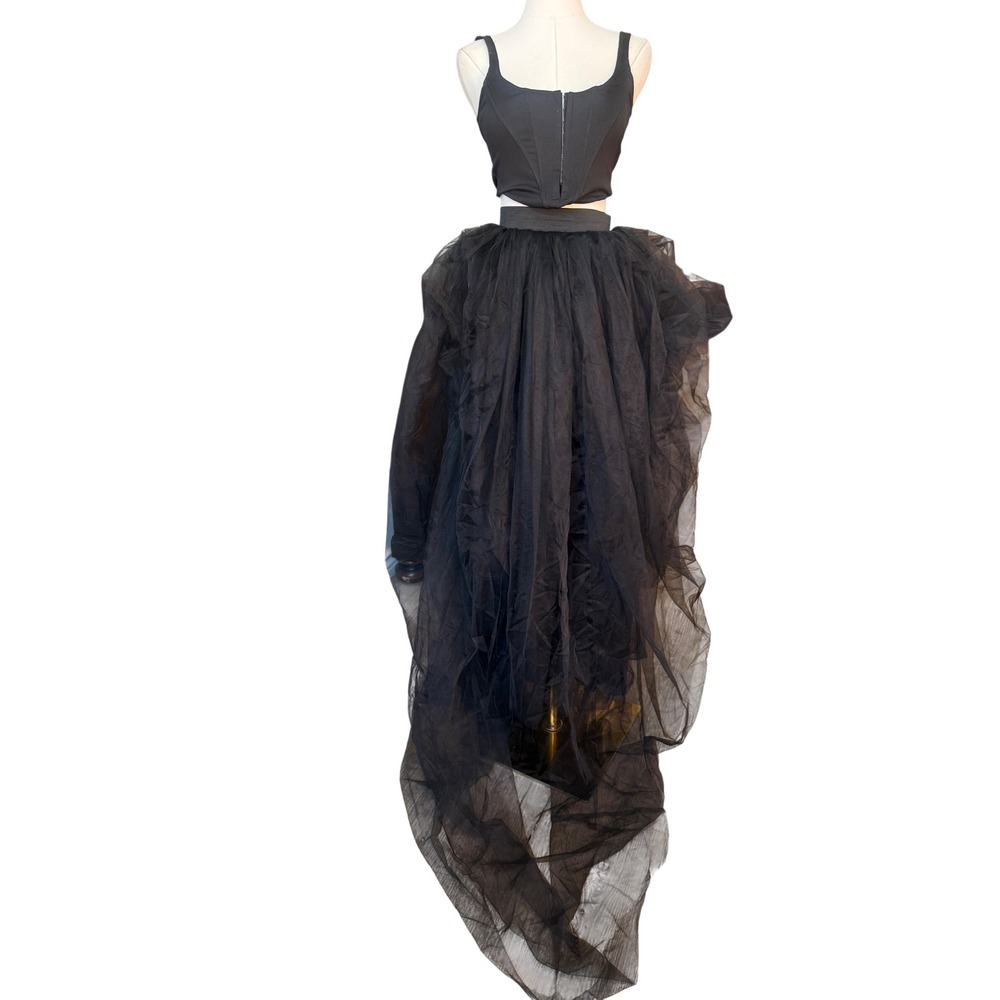 Black Witchy Gothic Tulle Maxi Skirt Size S Ren Faire Whimsigoth Fairy Grunge - Picture 2 of 7